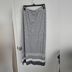 Max Studio Navy and White Striped Maxi Skirt Size S